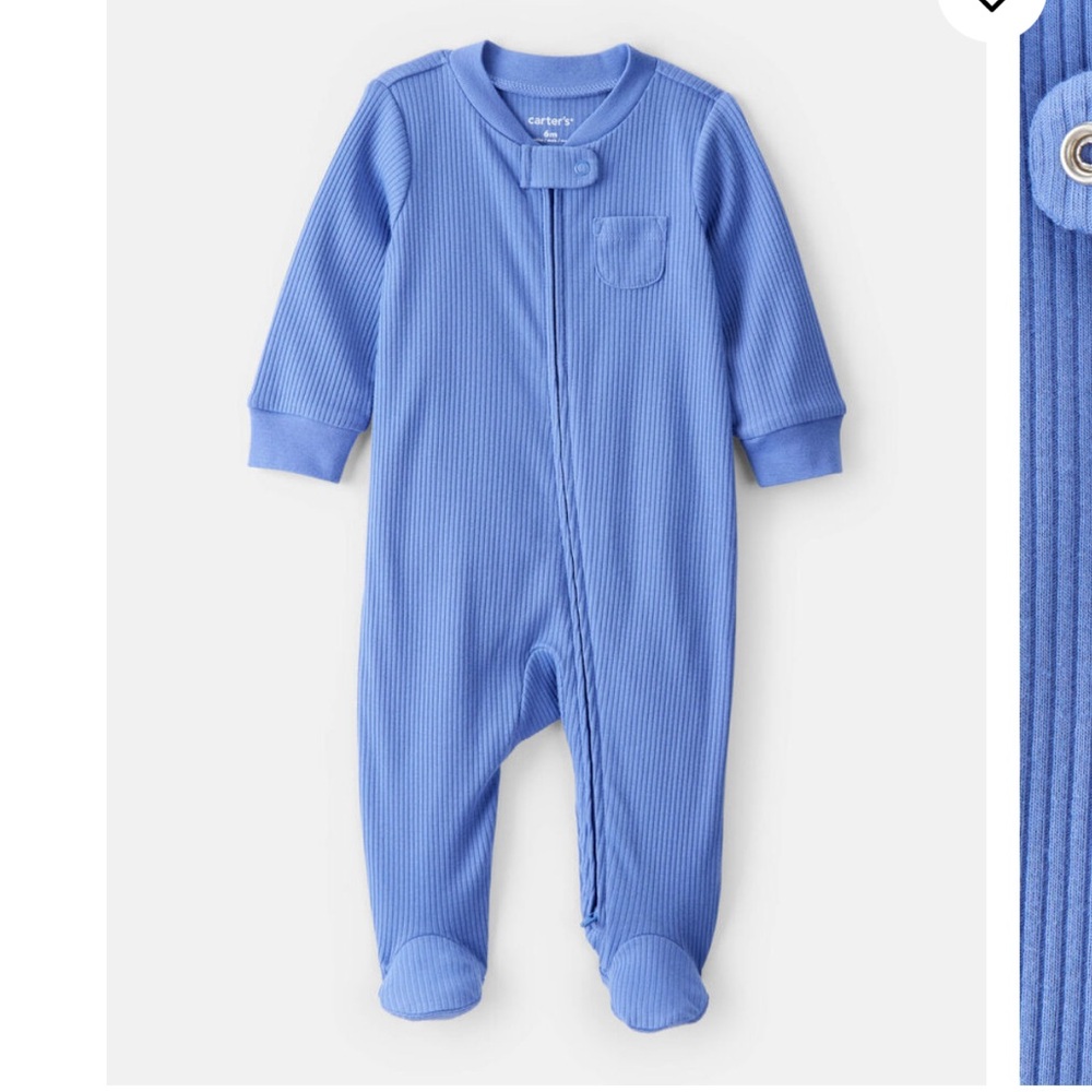 Carter's Blue Ribbed Footie Pajamas
